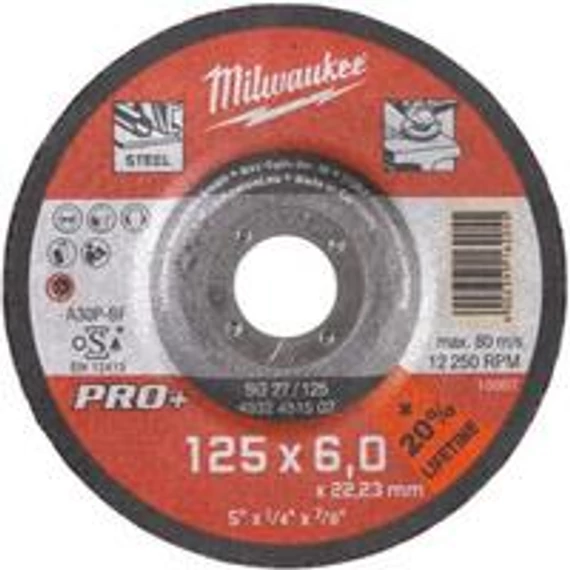 Milwaukee Csiszolókorong fémhez 125x6 Hajlított SG27 PRO+ (4932451502)