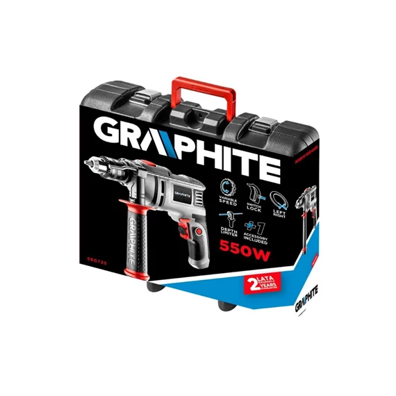 Akkus ütvefúró 550W, kofferrel Graphite  