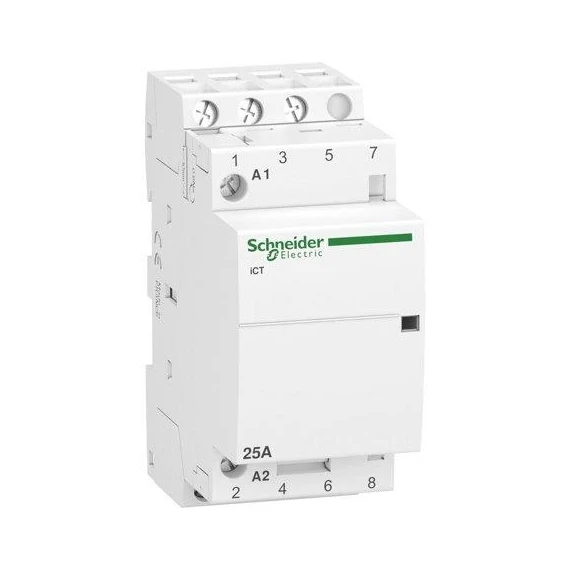 Mágneskapcsoló installációs 25A 400V AC 3-z 220-240V AC-műk 2mod Acti9 iCT Schneider (A9C20833)