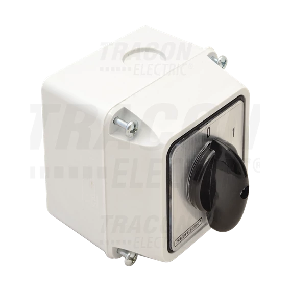 Tokozott kézikapcsoló  BE-KI 400V, 50Hz, 20A, 4P, 5,5kW, 48×48mm, 90°, IP65 (TK-209/4T65)