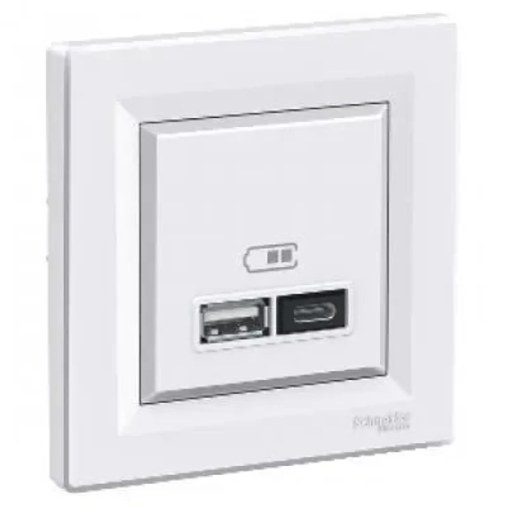 Asfora dupla USB töltő 2,4A A+C fehér (EPH2700321)