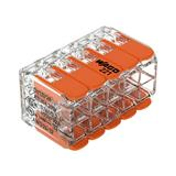 Vezetékösszekötő 10x 0.2-4mm2 oldható 32A/450V leágazás  átlátszó polikarbonát (PC) WAGO (221-420)