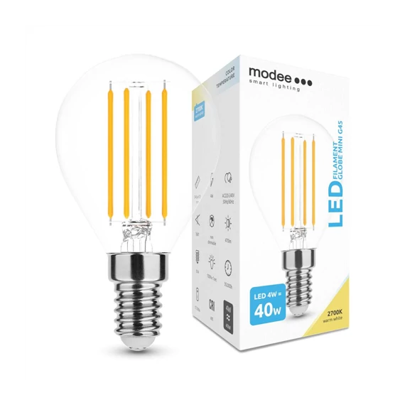 Modee LED izzó Filament kisgömb 4W E14 4000K 470lm (ML-G45F40000K4WE14)