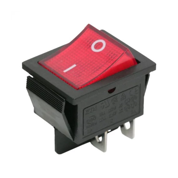 Kapcsoló billenő piros, off-on, 16A, 250V (09029PI)