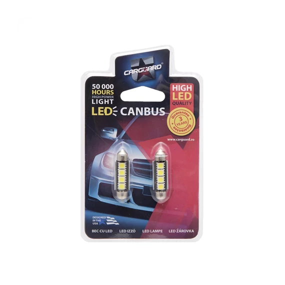 Autó Led izzó 12V/DC, 3W, 72lm, Canbus Sofit 41mm, 2db/bliszt (CAN108)