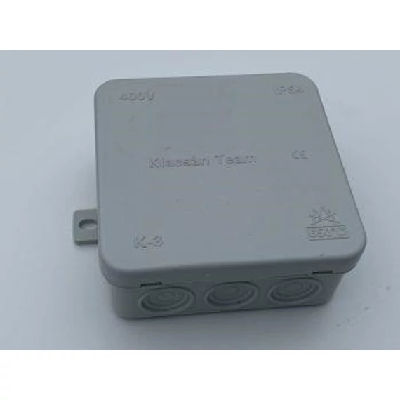 Kötődoboz KLACSÁN kötődoboz 85x85x40mm, szürke, IP54, rögzítőfüllel (K3)
