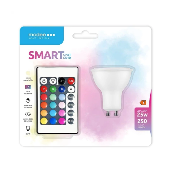 Modee LED Smart (Remote) GU10 (spot) 2,9W 110° RGB+4000K (250 lumen)(MSL-GU10PRGB4000K2,9W