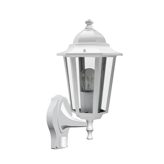Kültéri fali E27 60W fehér fel + mozgásérzékelő IP43 Velence (8216)