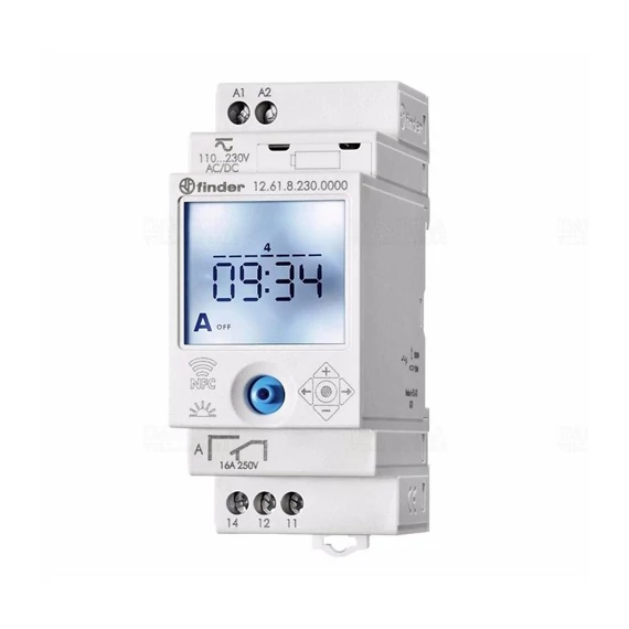 Finder kapcsolóóra sínre dig. napi és heti 16A (NFC-s is) 1CO(váltó) 230V (12.61.8.230.0000)