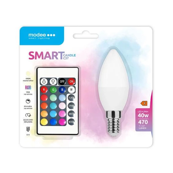 Modee LED Smart gyertya RGB E14 4,9W 470lm (MSL-C4,9WE14RGB-R)