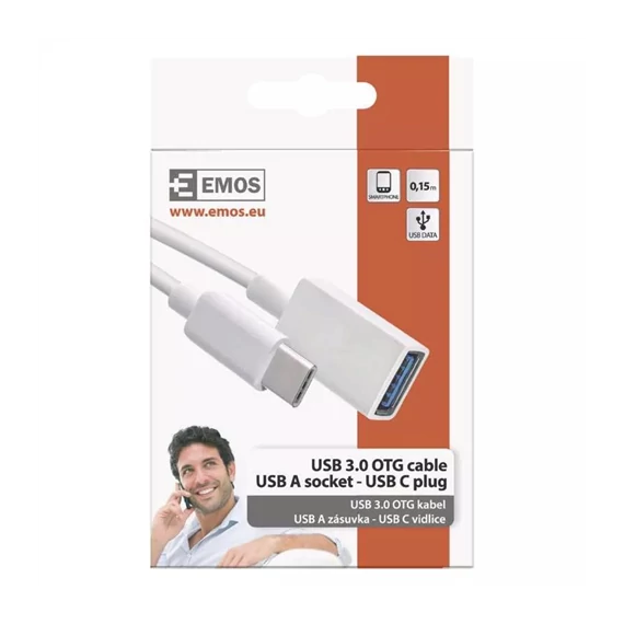 USB töltőkábel 3.0 A/F- C csatlakozó OTG 15cm (SM7054)