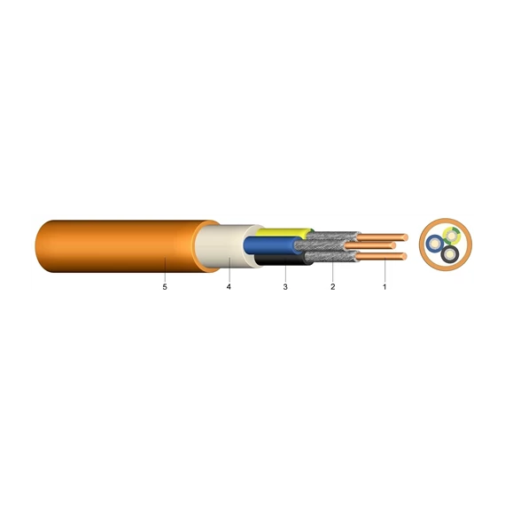 NHXH-O E90  2x1,5mm2 narancs 0,6/1kV halogénmentes tűzálló erőátviteli kábel