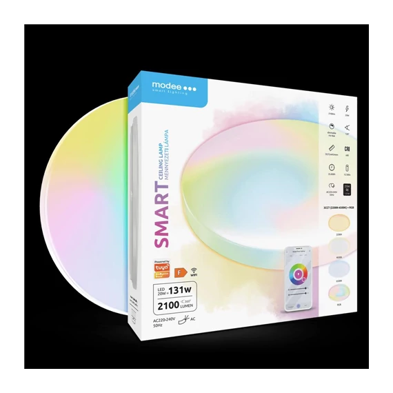 Modee LED Smart (Tuya Wi-Fi) Mennyezeti Lámpa 20W 120° RGB 2100lm (MSL-CL20WRGB)