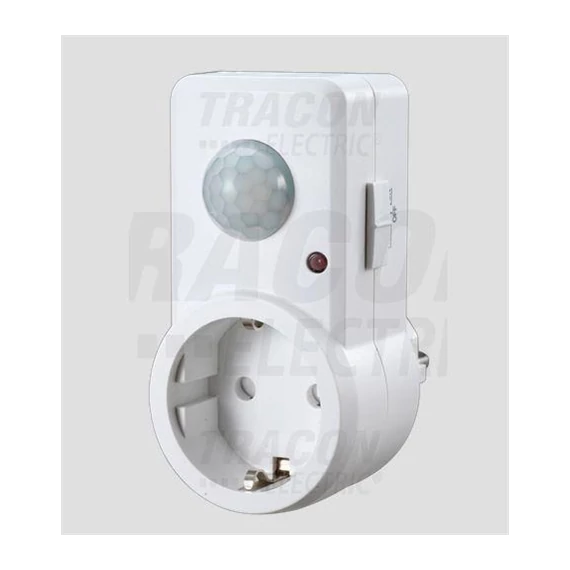 Mozgásérzékelő csatlakozóaljzattal fehér 230V, 120°, 2-9m, 10s-7min, IP20 (TMB-DA)