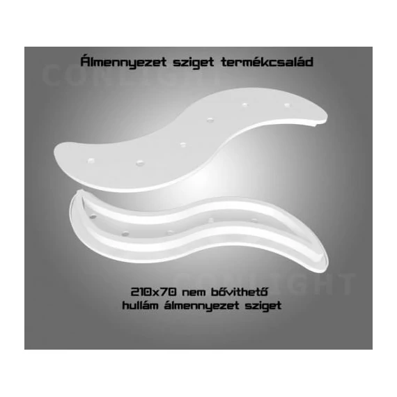 Álmennyezet sziget hullám , fehér led szalaggal szabályozható 210x70 cm (CON7826002)