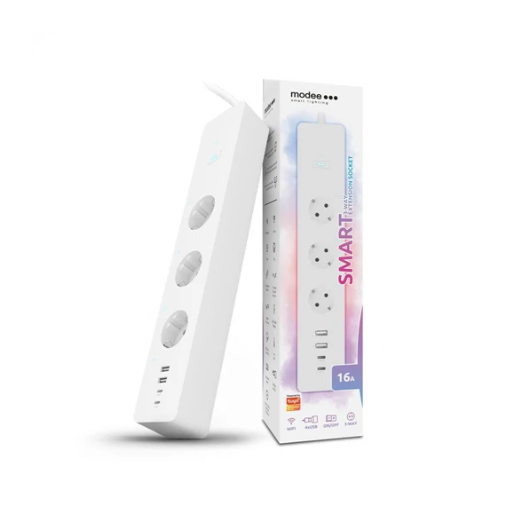 Modee Smart 3-as elosztó + 2xUSB-A + 2xUSB-C (Tuya Wi-Fi) 1,5m kábel (MSC-SC3W1,5M1,5)