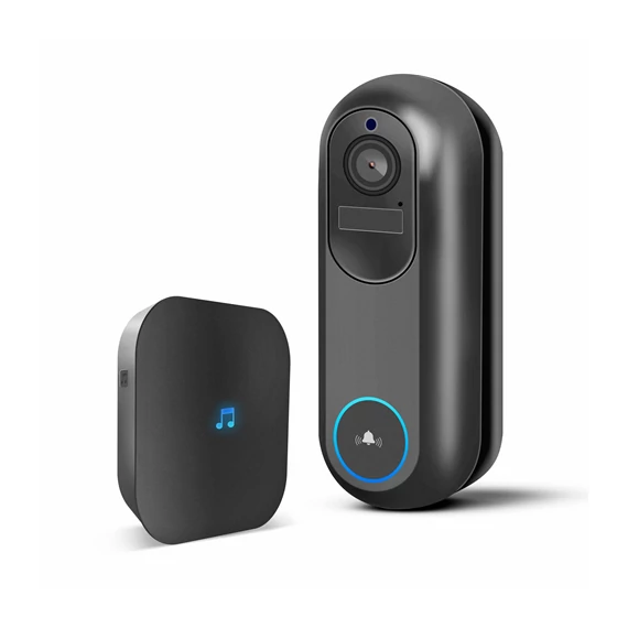 Smart Wi-Fi-s videó kaputelefon - akkumulátoros, 12V - MicroSD, FHD, PIR - fekete (55387BK)