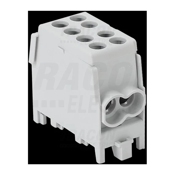 Főáramköri leágazó kapocs, sínre szerelhető, szürke 2.5-25mm2, max. 1000VAC, max.101A