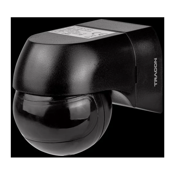 Mozgásérzékelő, infra falra, fekete ház és lencse 180°, max. 12m, 10s-15min, 3-2000lux, IP44 (TMB-112BL)