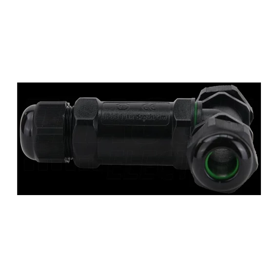 Tömítőszelencés kábeltoldó, T-elágazó 0,5-4 mm2, IP68, PC+PA6.6, 3P, 450VAC, 24A