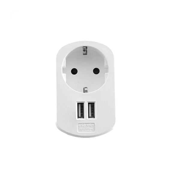 Elosztó Fali 1 utas + 2xUSB + Túlfeszültség Védelem 16A (MT-1W2USBSP)