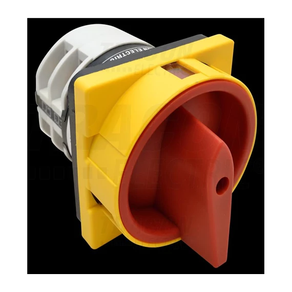 Főkapcsoló, lakatolható, BE-KI 400V, 50Hz, 32A, 4P, 11kW, 64×64mm