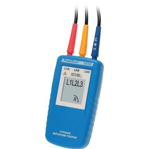 Forgásirány és fázis sorrend teszter LCD Peaktech (PKT-P2530)