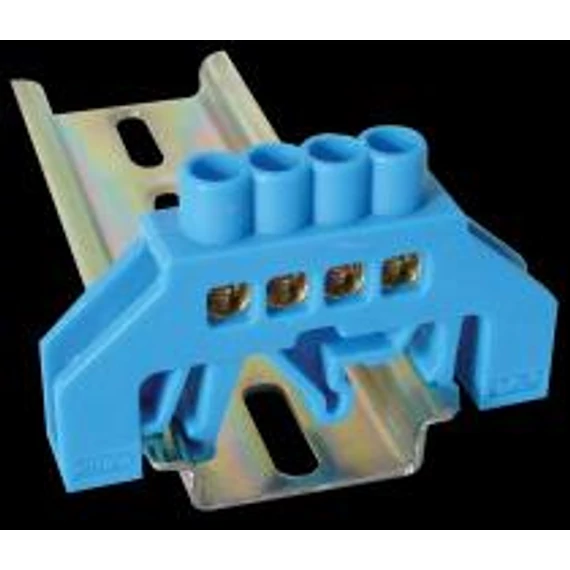 Szigetelt földelősín (NPE) 230/400V, 100A, 6x9mm, 4P, IP20, kék (NPE-B6-4)