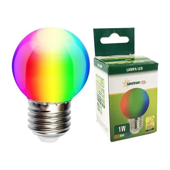 Led kisgömb E27 230V 1W RGB