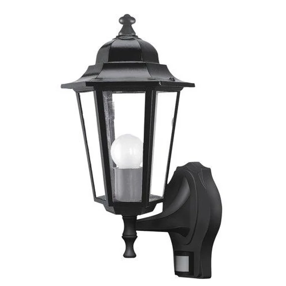 Kültéri fali E27 60W fekete fel + mozgásérzékelő IP43 Velence (8217)