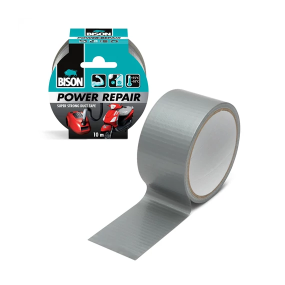 Ragasztószalag BISON Power Repair szöveterősített - szürke - 10 m