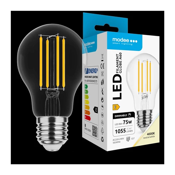 LED izzó Filament 8W E27 4000K 1055lm dimm. (ML-A604000K8WE27D)
