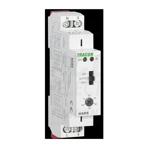 Lépcsőházi időkapcsoló AC 230V, 0,5s-20min, 16A/AC1, 250VAC/24VDC