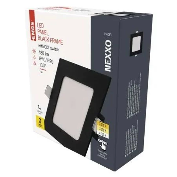 Led panel Emos 7W 450lm CCT sülly. négyzet IP40 fekete (ZD2323)