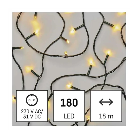 Karácsonyi fényfüzér 12m 120LED IP44 melegf. időzítő (D4AW03)