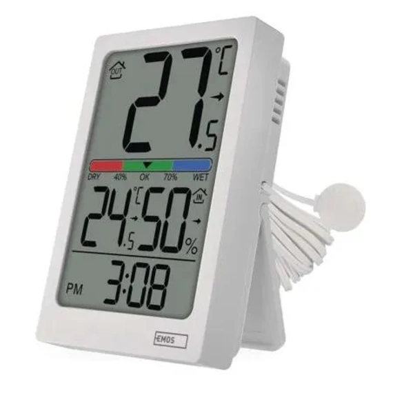 Digitális hőmérő páratartalom-mérővel, vezetékes érzékelővel, ébresztőórával (E0558P)