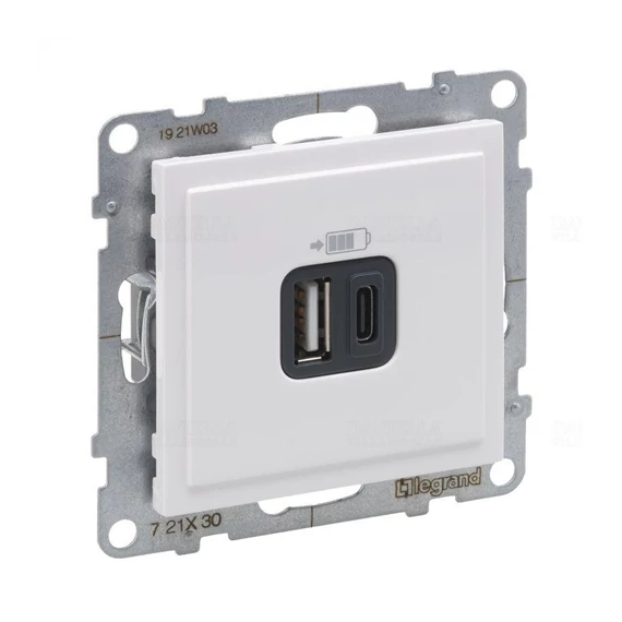 Suno 2xUSB - A+C csatlakozóaljzat, 3 A - 15 W, keret nélkül fehér (721130) Legrand