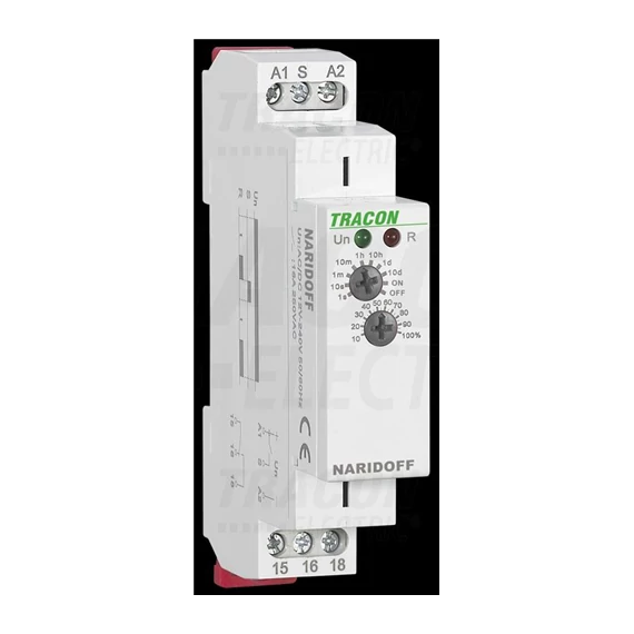 Időrelé egyfunkciós (elengedéskésleltetéses) AC/DC 12-240V, 0,1s-10d, 16A/AC1, 250VAC/24VDC