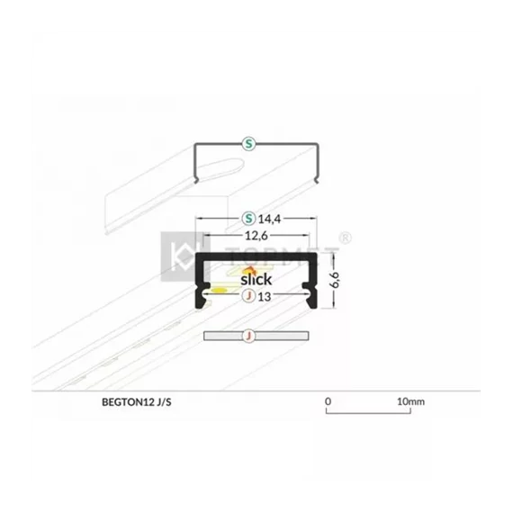 Led szalaghoz alu profil Begton12 natur alu 2m/szál (C7020000)