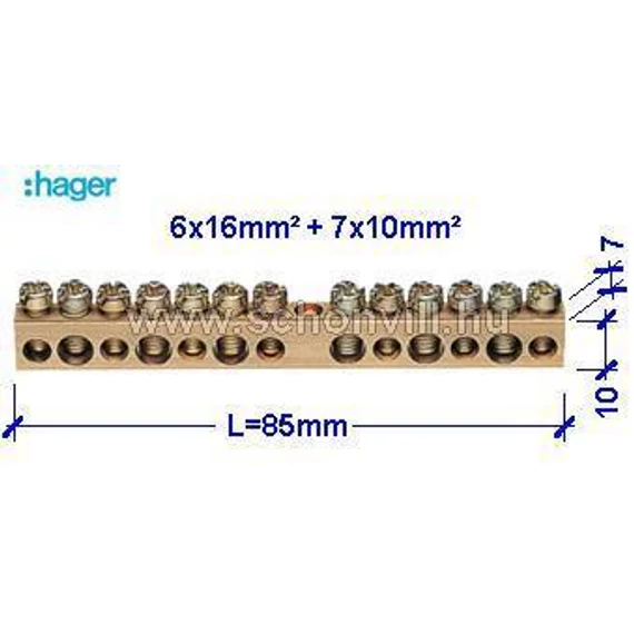 HAGER K148 Lakáselosztó PE/N sín 6x16mm²+7x10mm²