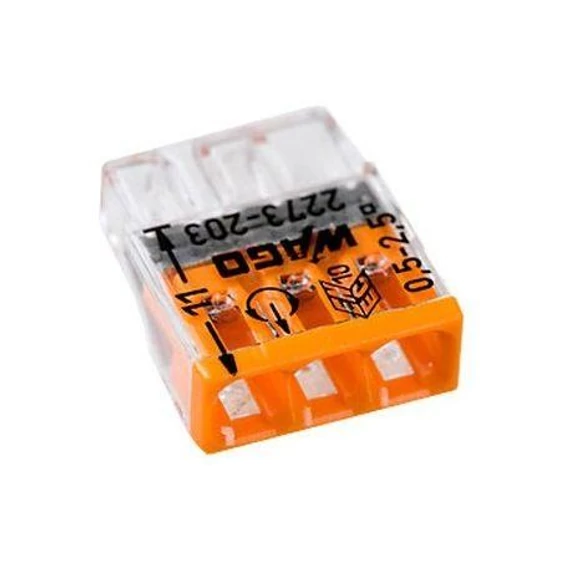 Vezetékösszekötő 3x0,5-2,5mm2 Wago (2273-203)