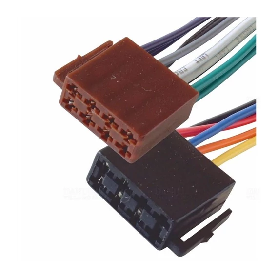 ISO csatlakozópár autórádióhoz, hangszórók, tápellátás, 15cm-es feliratozott vezeték (ISO2)