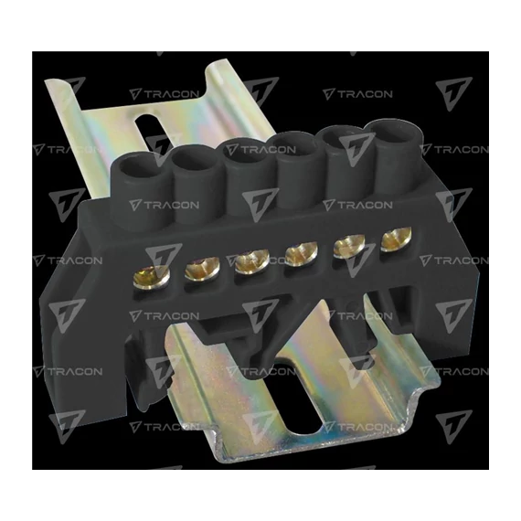 Szigetelt földelősín (NPE) 230/400V, 100A, 6x9mm, 6P, IP20, fekete (NPE-BK6-6)