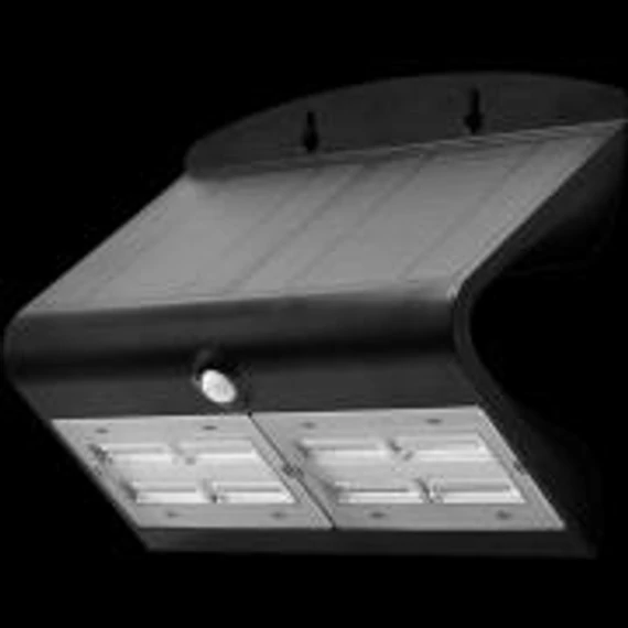 Napelemes LED fali világítótest mozgásérzékelővel, fekete 6,8W, 4000K, 800lm, IP65, 3,7V, 4Ah