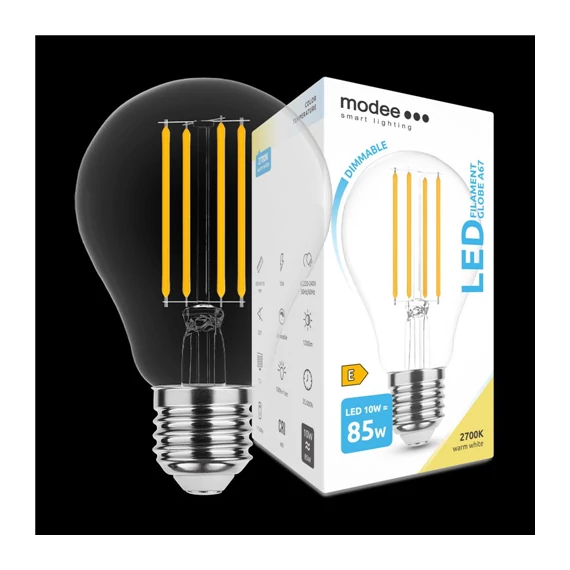 LED izzó Filament 10W E27 2700K 1350lm dimm. (ML-A67F2700K10WE27D)
