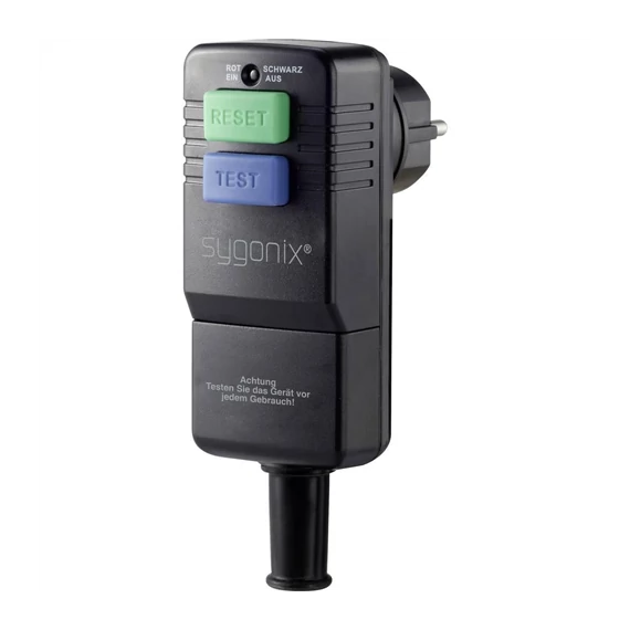 Személyvédő csatlakozódugó PRCD-vel 230 V IP54 10 mA, fekete, Sygonix SY-3779070 (1889535)