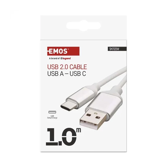 USB töltőkábel 2.0 A/M-C/M 1m fehér (SM7025W)