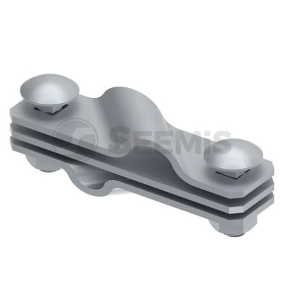 Átlós keresztkapocs köracélhoz, lapos vezetőkhöz és d=16mm rúdhoz, tűzihorganyzott acél, 115x30mm (GMR-112212)