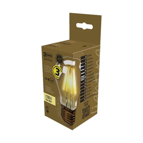 Led izzó Vintage  E27, 4W, 380lm, 2200K A60 (Z74301)