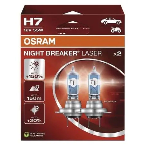 Autó izzó 12V H7 55W Night Breaker Laser PX26d (C3605.4)(64210NL-2HB)